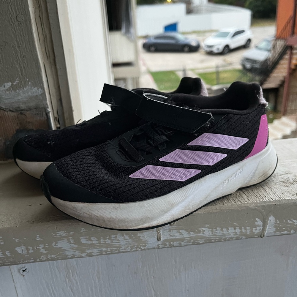 adidas Kids Sneakers Black with Pink Stripes